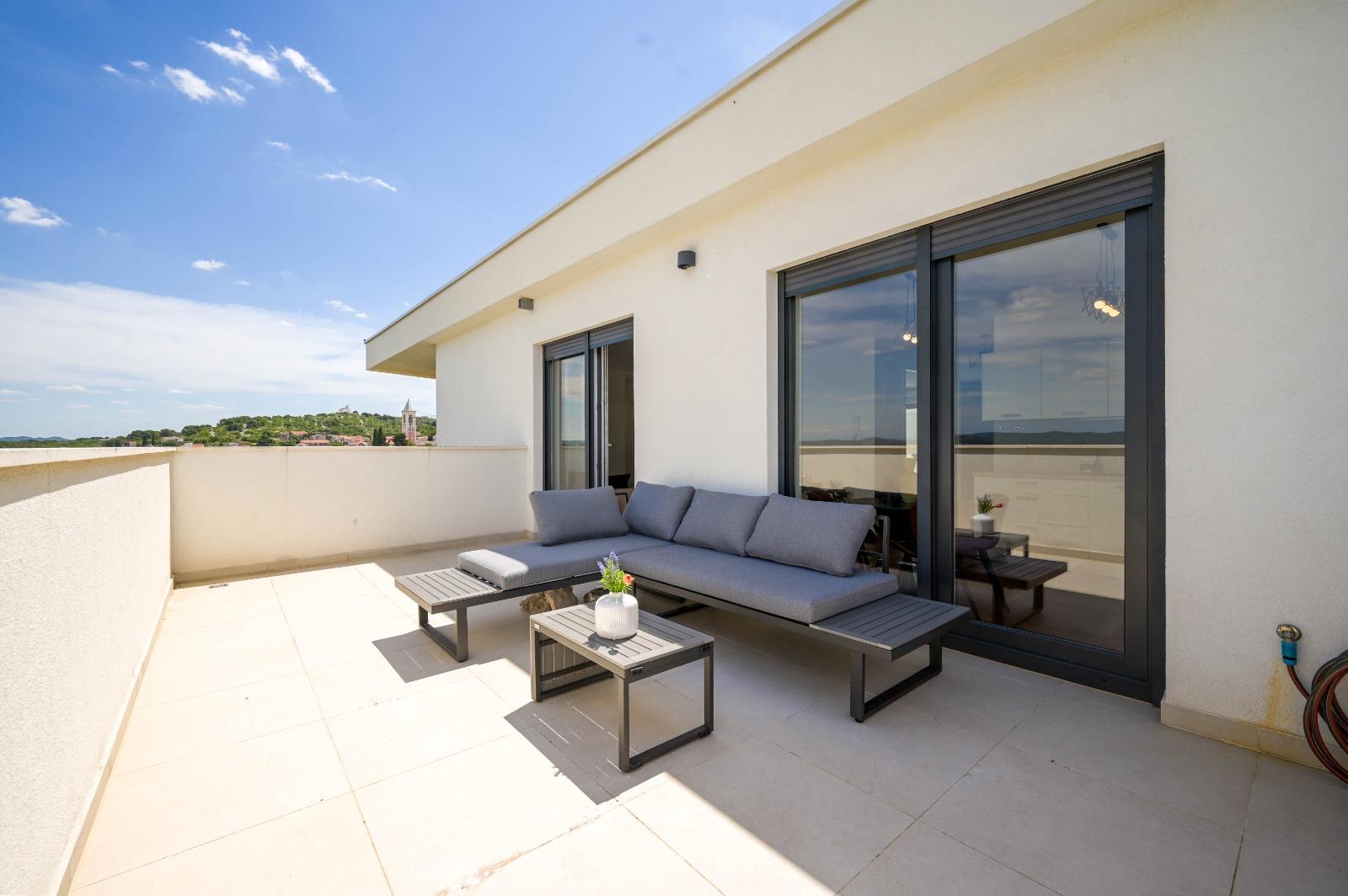 Wide open terrace overlooking Murter