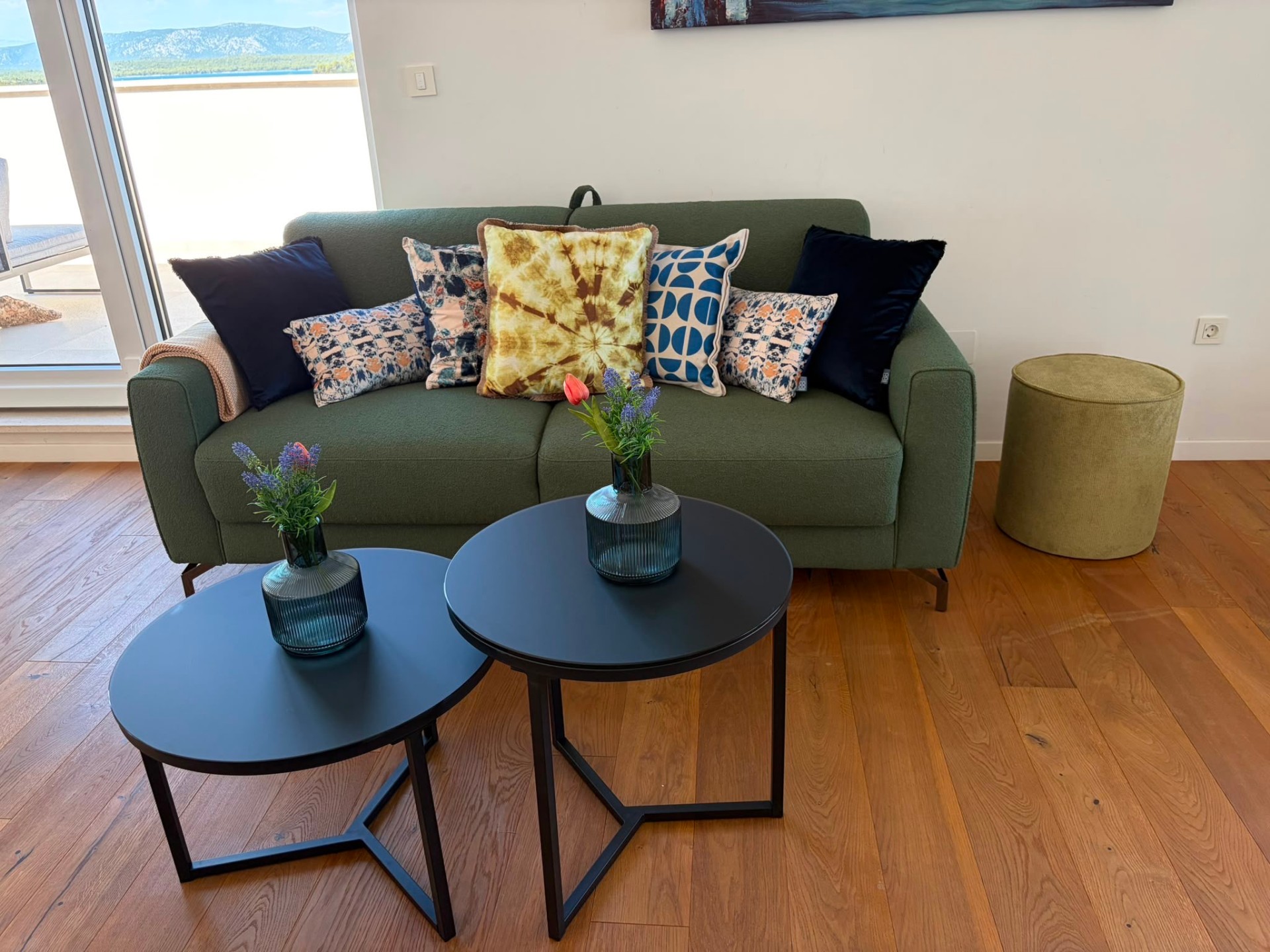 Sofa with view of the mountains