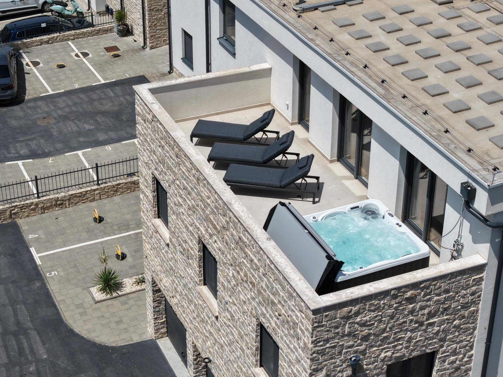 Aerial of the private jacuzzi terrace