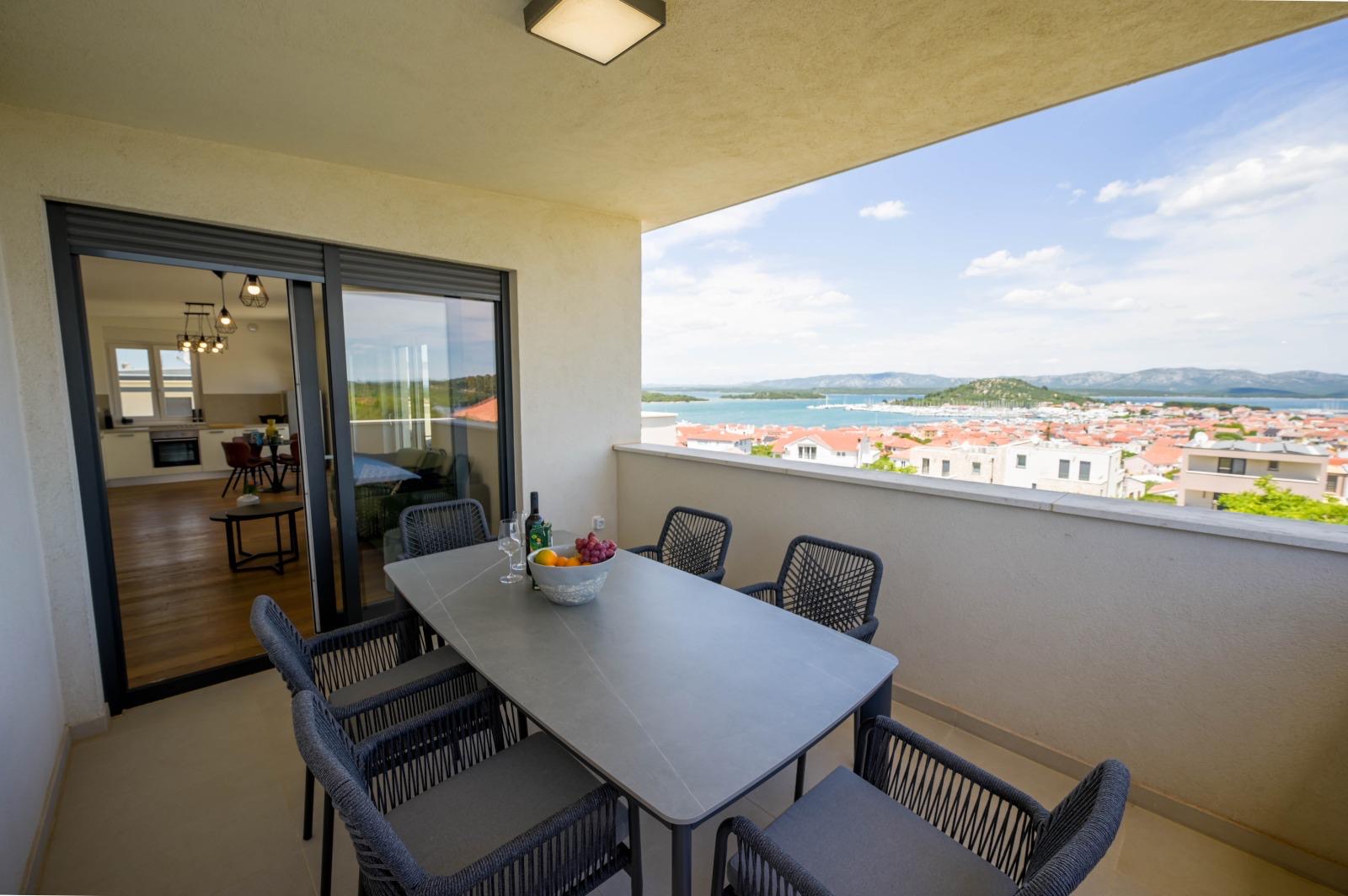 Covered terrace opening into the living room