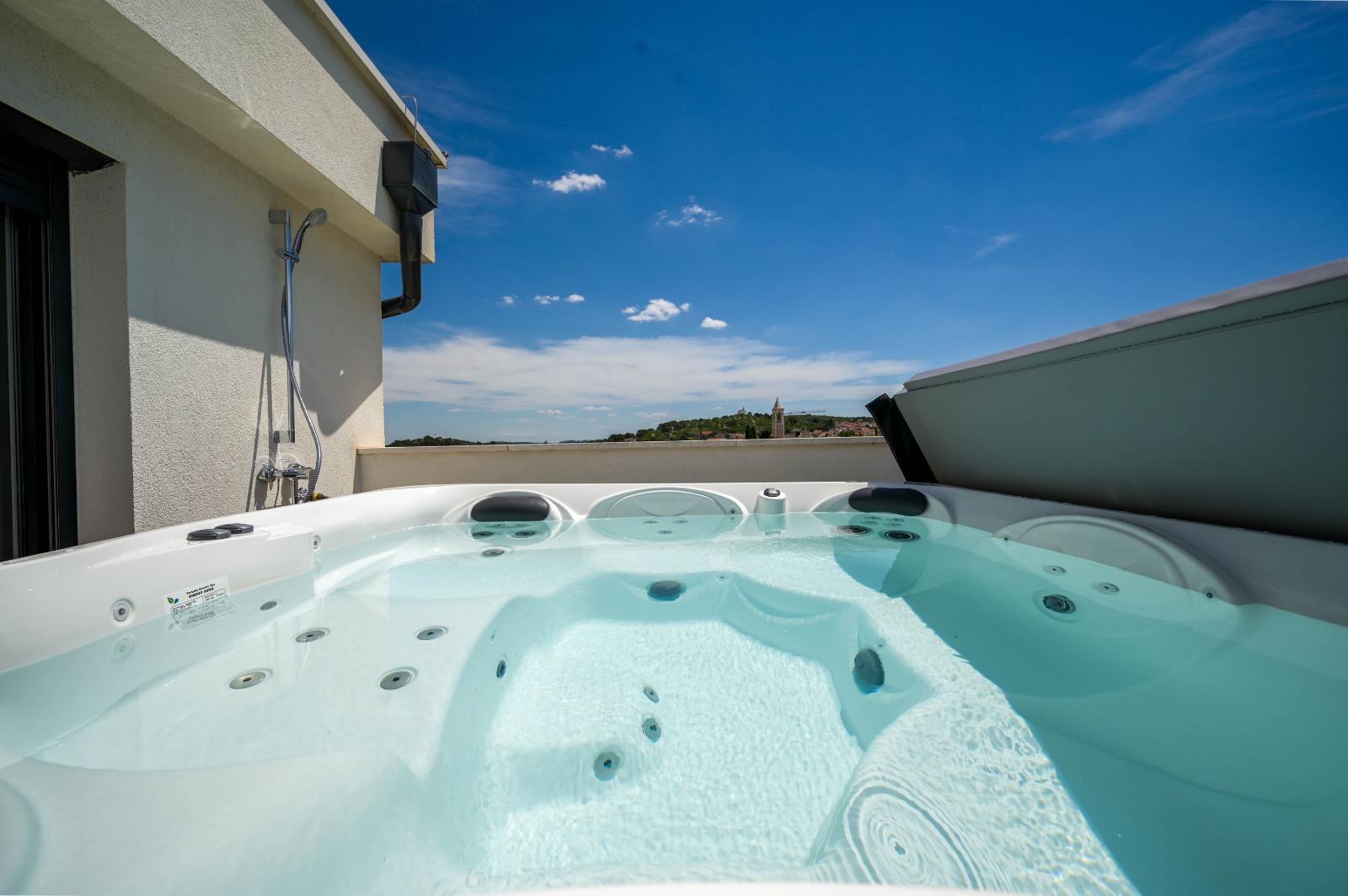 Jacuzzi with a view towards the church tower